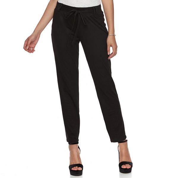 Juniors' Joe B Tie-Front Tapered Soft Pants