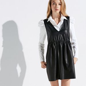 k/lab Faux-Leather Pinafore Dress