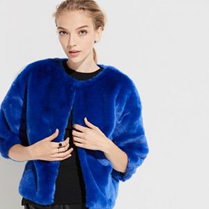 k/lab Cropped Faux-Fur Jacket
