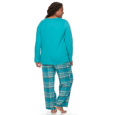 Women's Croft & Barrow® Pajamas: Sleep henley & Flannel Pants PJ Set