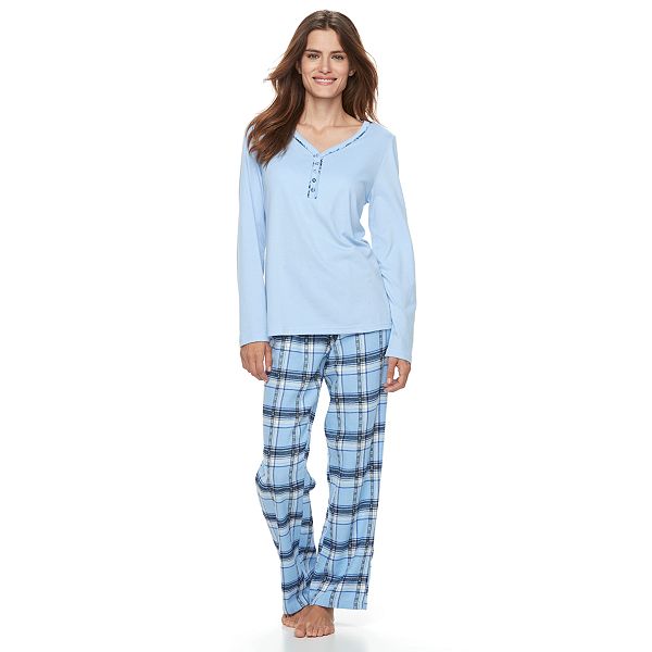 Women's Croft & Barrow® Pajamas: Sleep henley & Flannel Pants PJ Set