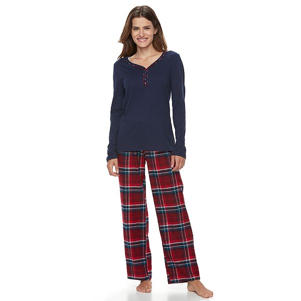 Women's Croft & Barrow® Pajamas: Sleep henley & Flannel Pants PJ Set