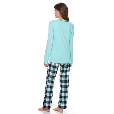 Women's Croft & Barrow® Pajamas: Sleep henley & Flannel Pants PJ Set