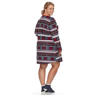 Plus Size Croft & Barrow® Pajamas: Velour Sleep Shirt & Socks PJ Set