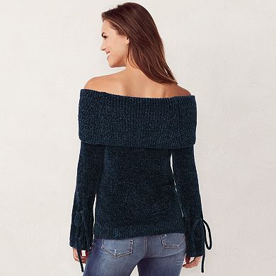Women's LC Lauren Conrad Ribbed Off-the-Shoulder Chenille Sweater
