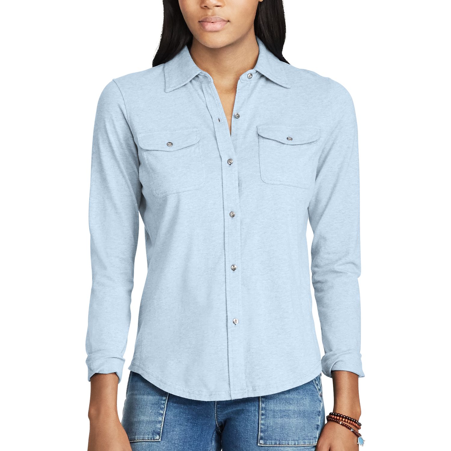 jersey button down shirt women's