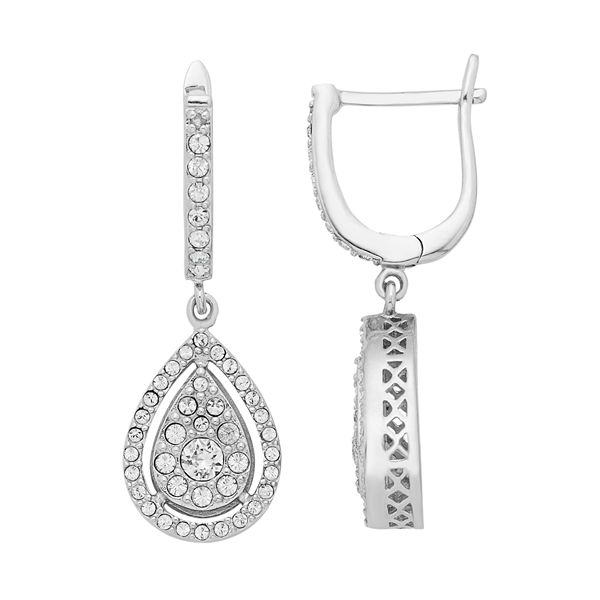 Diamond Splendor Sterling Silver Crystal Teardrop Earrings