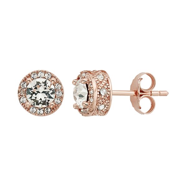 Diamond Splendor 18k Rose Gold Over Silver Crystal & Diamond Accent ...