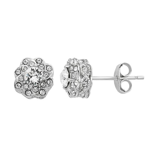 Diamond Splendor Sterling Silver Crystal Diamond Accent Flower Stud Earrings