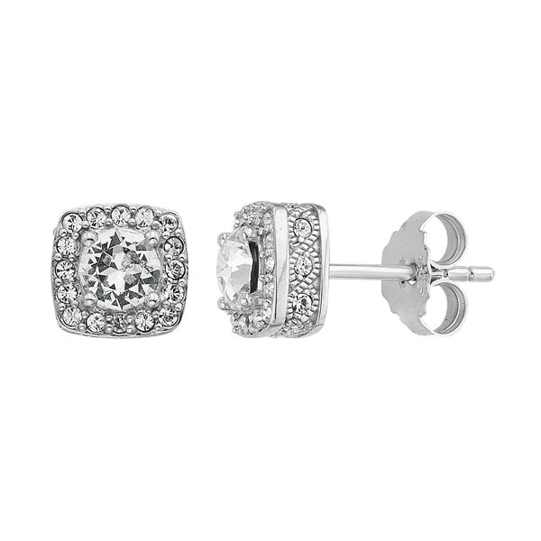 Square halo store diamond earrings