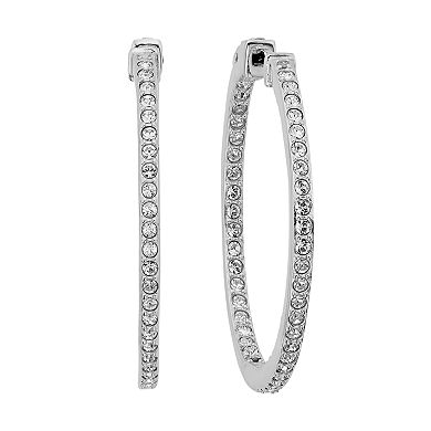 Diamond Splendor Crystal & Diamond Accent Sterling Silver Inside-Out Hoop Earrings