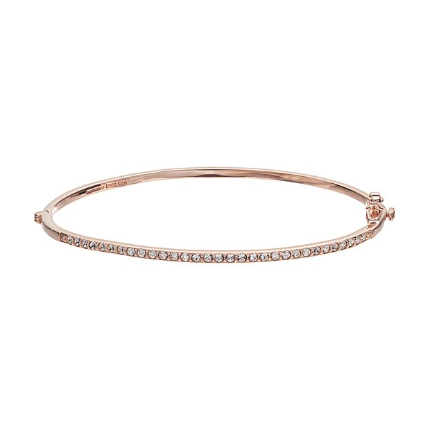 Diamond Splendor Rose Gold Tone Over Silver Bangle Bracelet