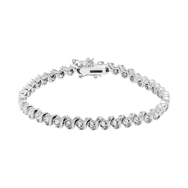 Diamond Splendor Sterling Silver Crystal S-Link Tennis Bracelet
