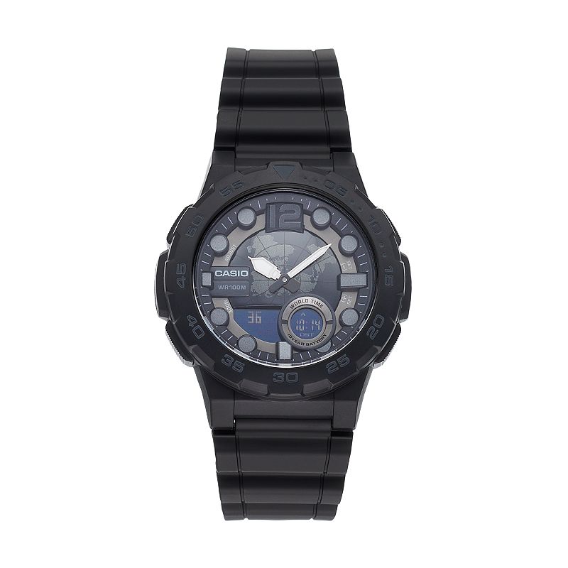 Casio Men's Telememo World Time Analog-Digital Watch - AEQ100W-1BV, Size: Large, Black