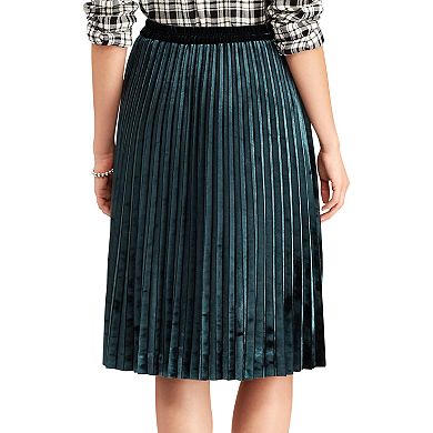 Chaps Women's Metallic Faux-Suede Pleated Midi Skirt