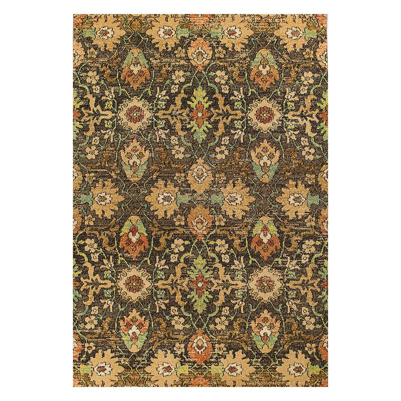 KAS Rugs Casablanca Valencia Floral Rug, Med Brown, 8X11 Ft