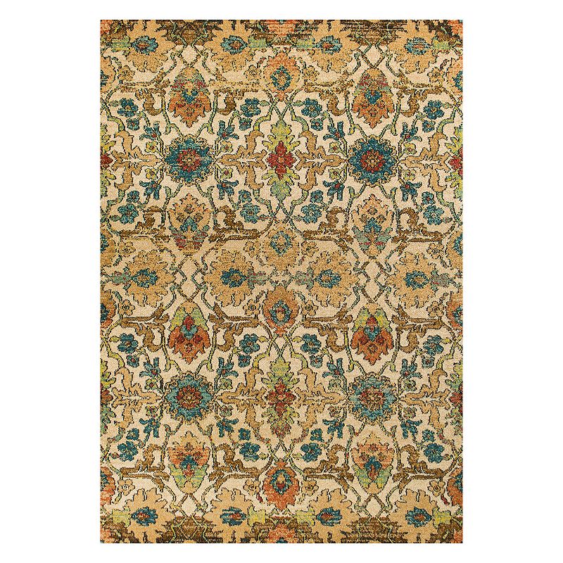 KAS Rugs Casablanca Valencia Floral Rug, Med Beige, 8X11 Ft