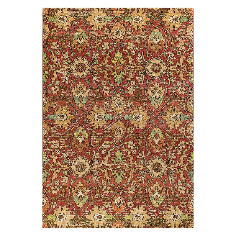 KAS Rugs Casablanca Valencia Floral Rug, Orange, 8X11 Ft