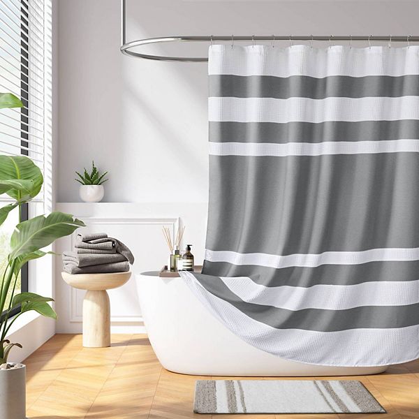 Madison Park Spa Waffle 3M Water Repellent Shower Curtain - Charcoal (72X78)