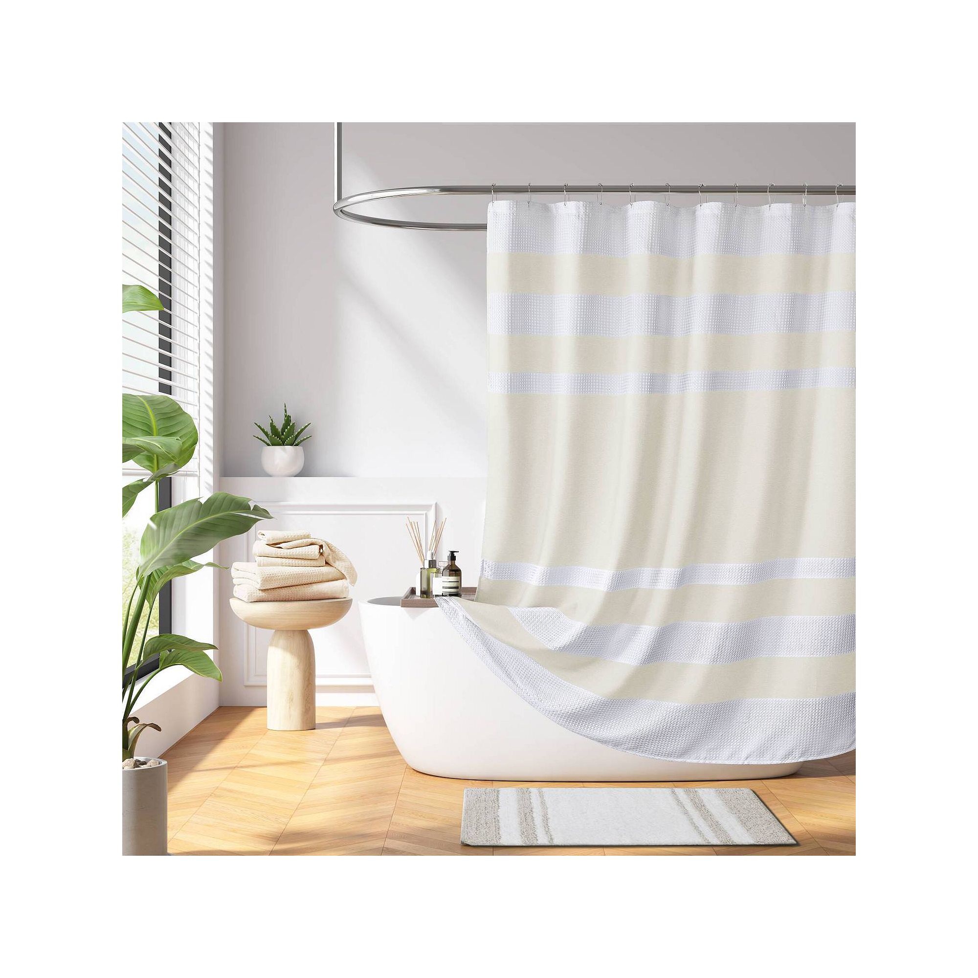 Madison Park Spa Waffle 3M Water Repellent Shower Curtain, Size: 72X84, Ivo