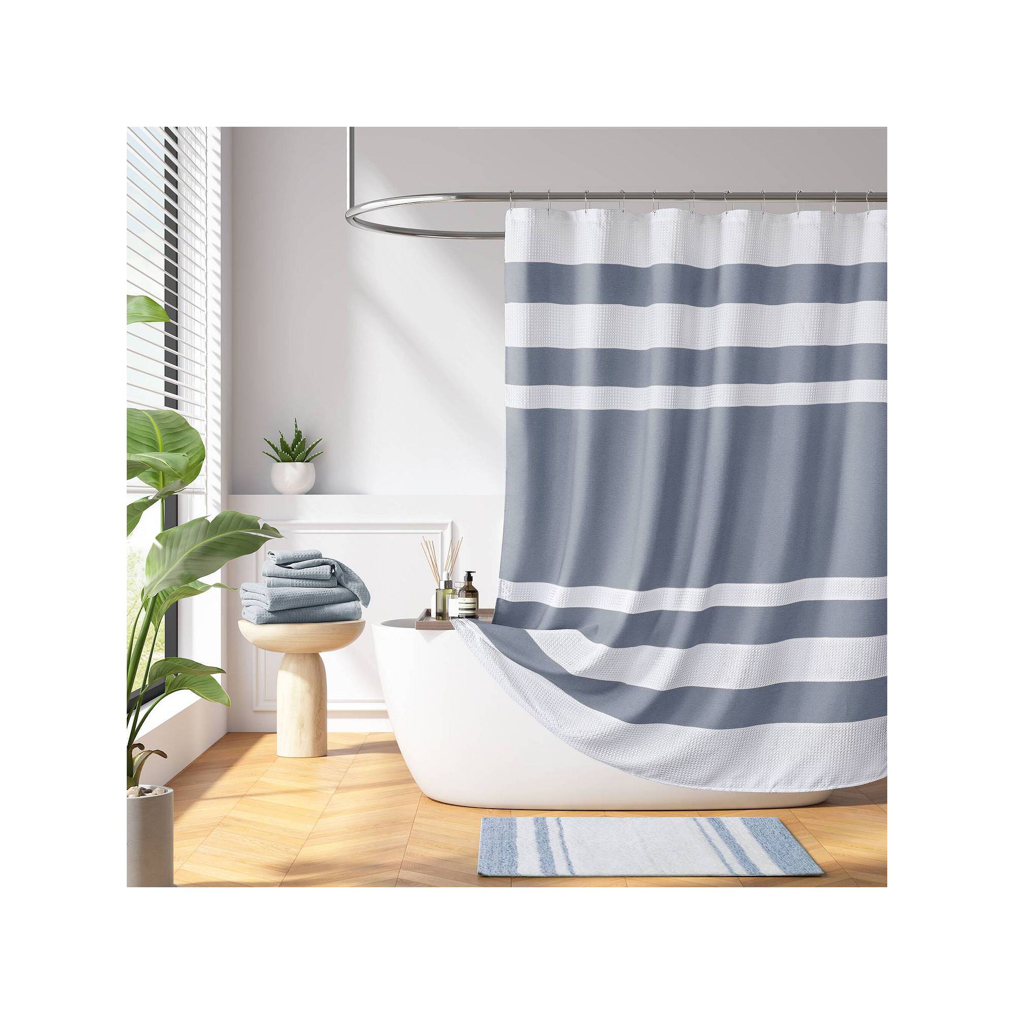 Madison Park Spa Waffle 3M Water Repellent Shower Curtain, Size: 108X72, Da