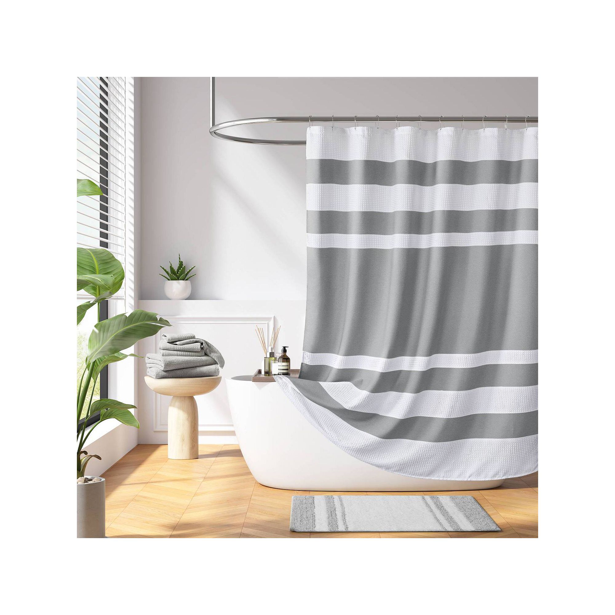 Madison Park Spa Waffle 3M Water Repellent Shower Curtain, Size: 36X72, Gra