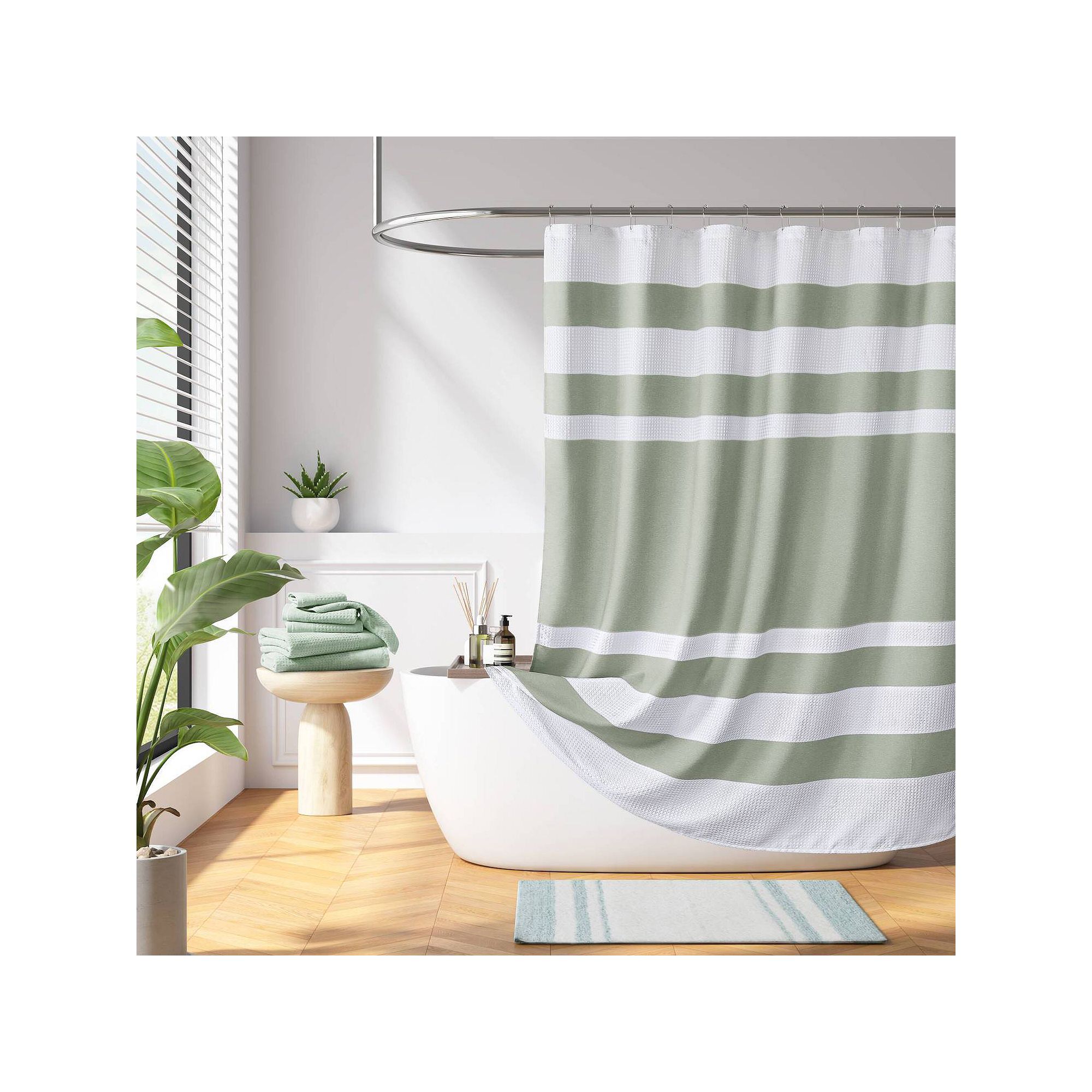 Madison Park Spa Waffle 3M Water Repellent Shower Curtain, Size: 72X72, Sag