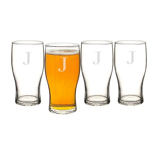 Cathys Concepts 4 Pc Monogram Craft Beer Pilsner Glass Set