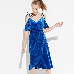 k/lab Velvet Faux-Wrap Dress