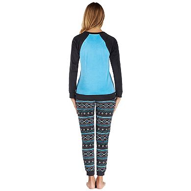 Women's Cuddl Duds Pajamas: Wake Up Call Sleep Top, Banded Bottom Sleep Pants Pants & Scarf 3-Piece PJ Set