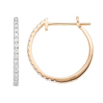 10k Gold 1/2 Carat T.W. Diamond Hoop Earrings