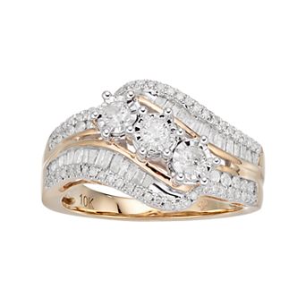 10k Gold 3/4 Carat T.W. Diamond 3-Stone Ring