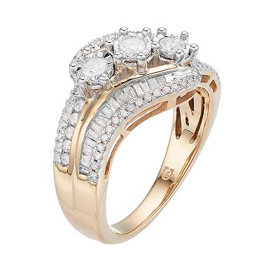10k Gold 3/4 Carat T.W. Diamond 3-Stone Ring