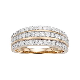 10k Gold 3/4 Carat T.W. Diamond Multi Row Ring