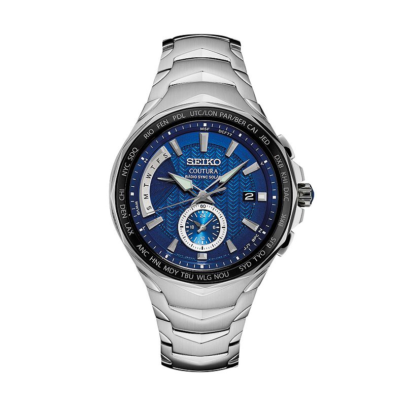 Seiko Men's Coutura Stainless Steel Radio Sync Solar Watch - SSG019, Size: Large, Silver Tone