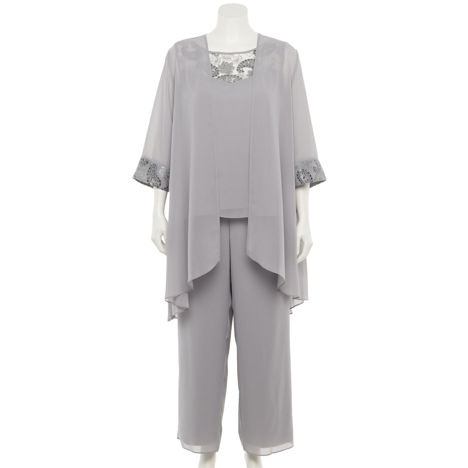 plus size silver pantsuit