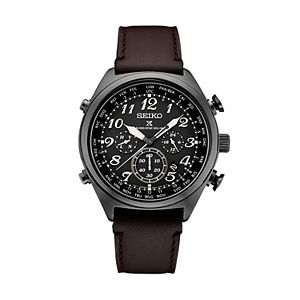 Seiko Men's Prospex Leather Radio Sync Solar Watch - SSG015