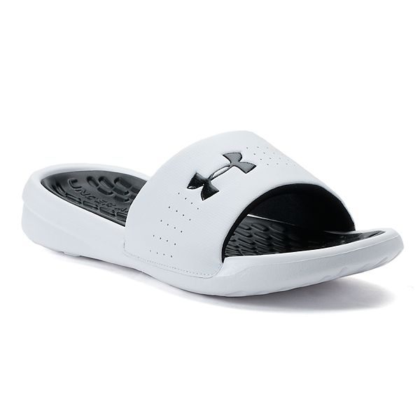 White Under Armour Playmaker Fixed Strap Womens Sliders 