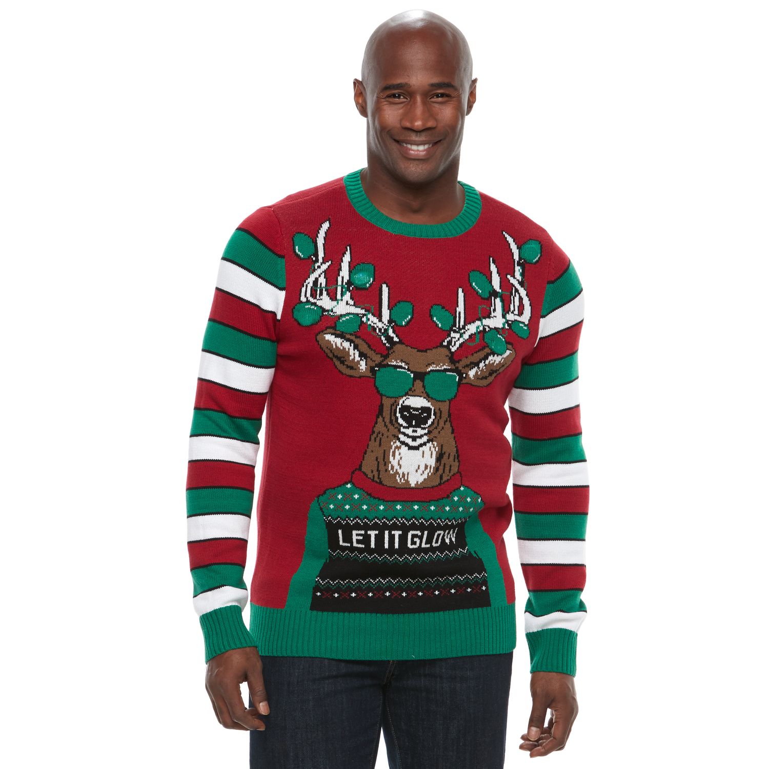 ugly christmas sweater men's reindeer hooded