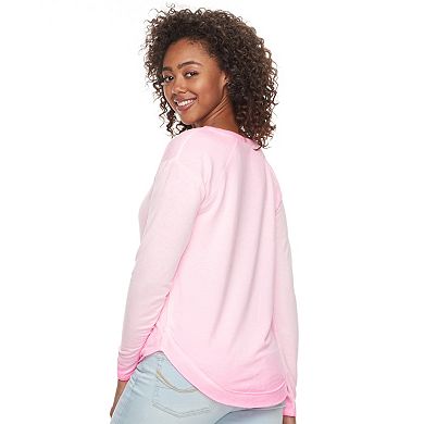 Junior's SO® Drapey Front Shirttail Pullover