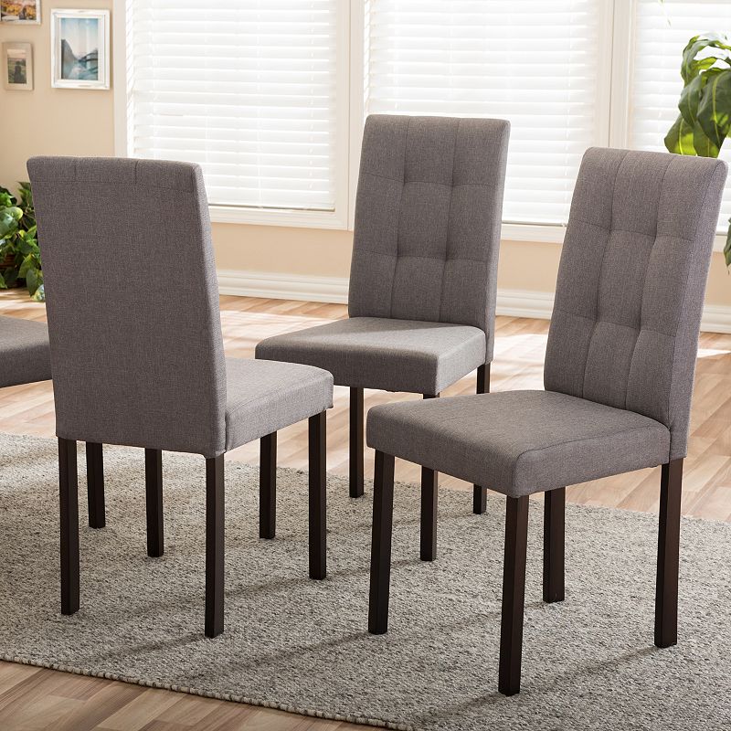 Baxton Studio Andrew II Upholstered Dining Chair 4-piece Set, Grey