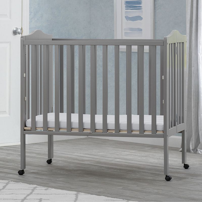Delta Children Portable Folding Crib With Mattress, Grey, INFANT