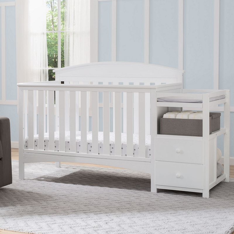 Delta Children Abby Convertible Crib and Changer - Binaca White