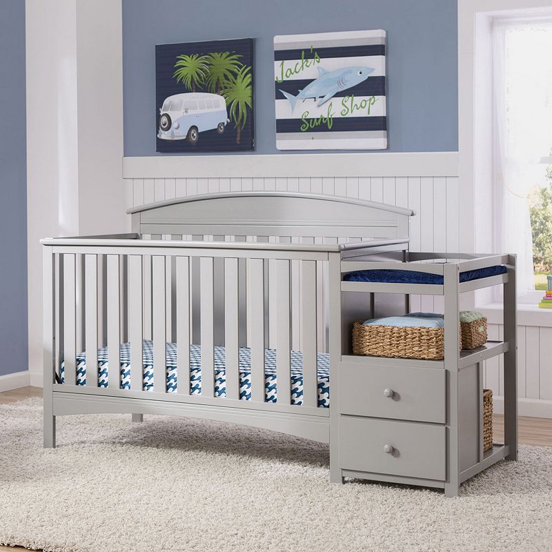 Delta Children Abby Convertible Crib N Changer, Grey, INFANT