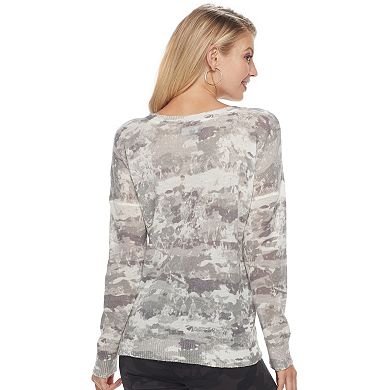 Women's Rock & Republic® Textured Camo Crewneck Sweater