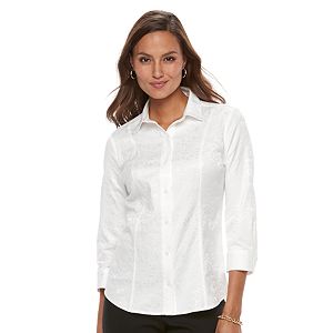 Women's Dana Buchman 3/4 Sleeve Button-up Top