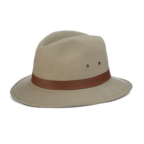 Men's DPC Washed Twill Safari Hat with Faux-Leather Trim
