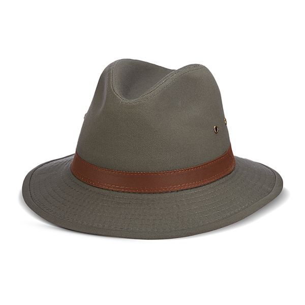 Men's DPC Washed Twill Safari Hat with Faux-Leather Trim