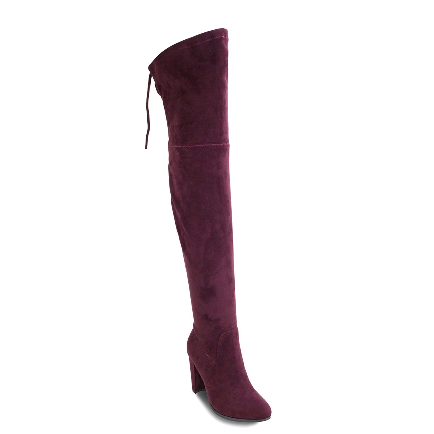 maroon thigh high boots