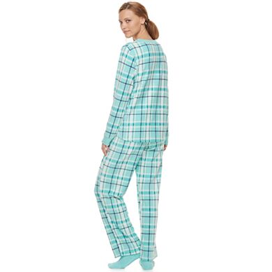 Women's Croft & Barrow® Pajamas: Fleece Sleep henley Sleep Top, Pants & Socks PJ Set